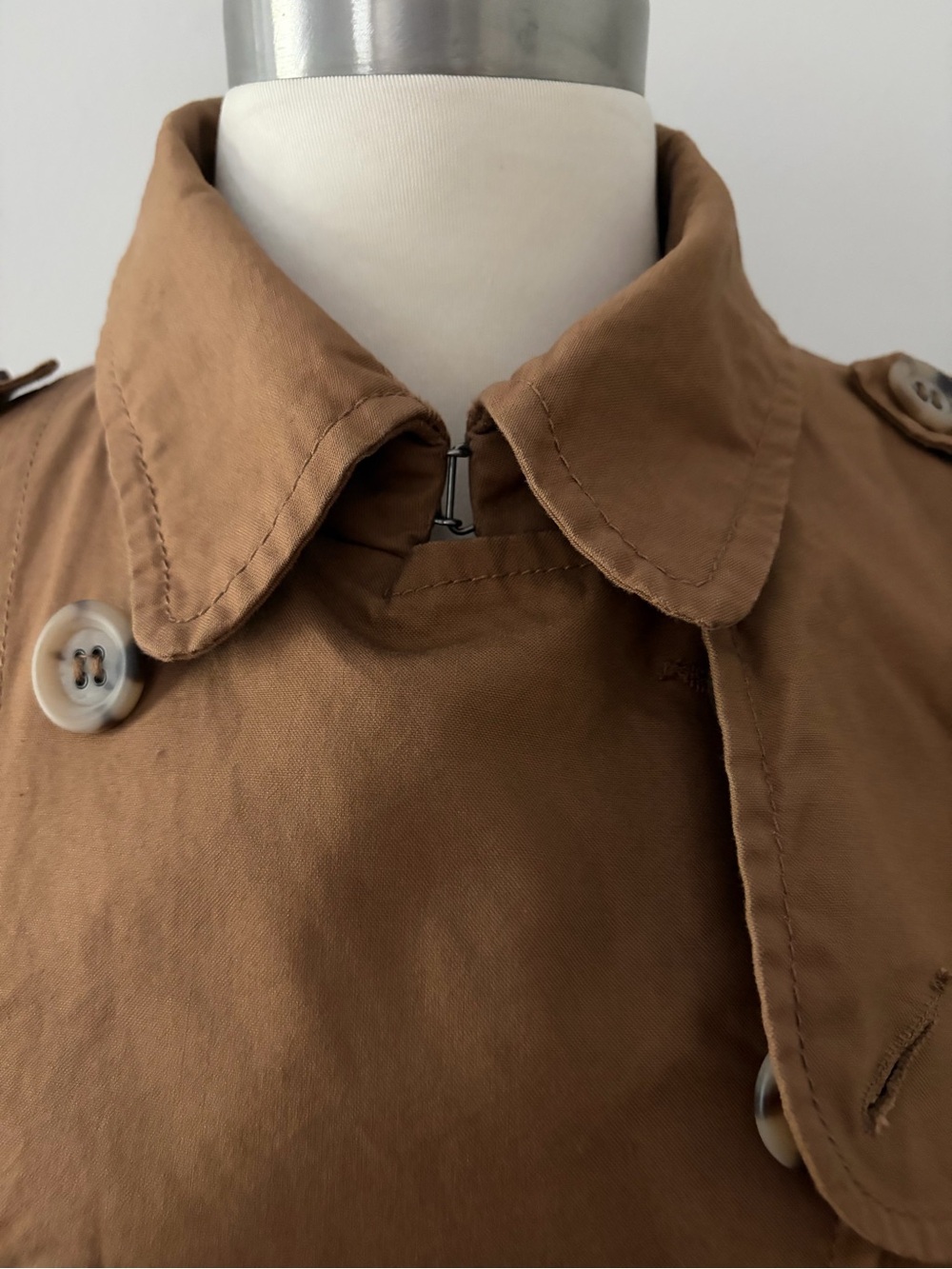 Stile Benetton Vintage Camel Double-Breasted Belted Trench Coat L Dark Academia - Picture 7 of 15